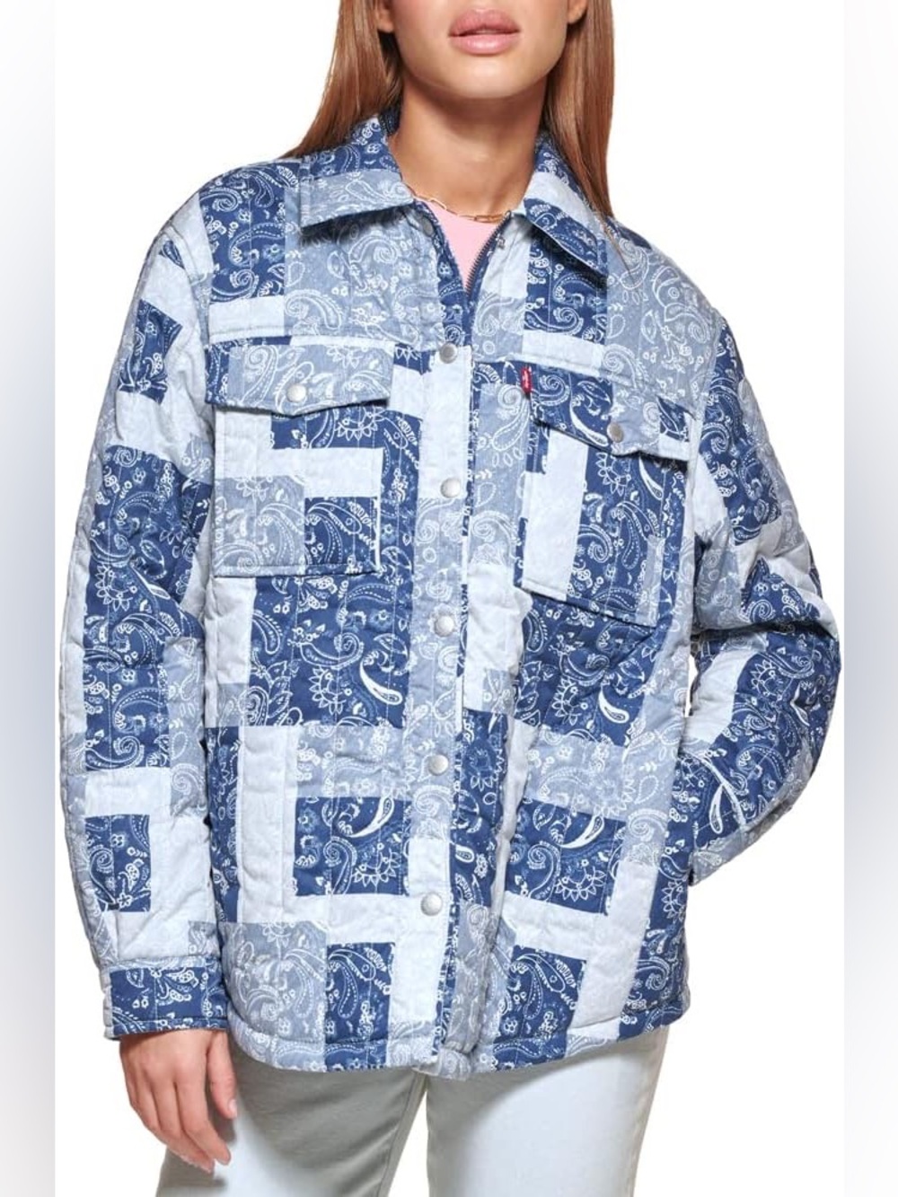 NWT Levi's Womens Paisley bandana Diamond Quilted jacket size large MSRP $140 - Picture 3 of 16